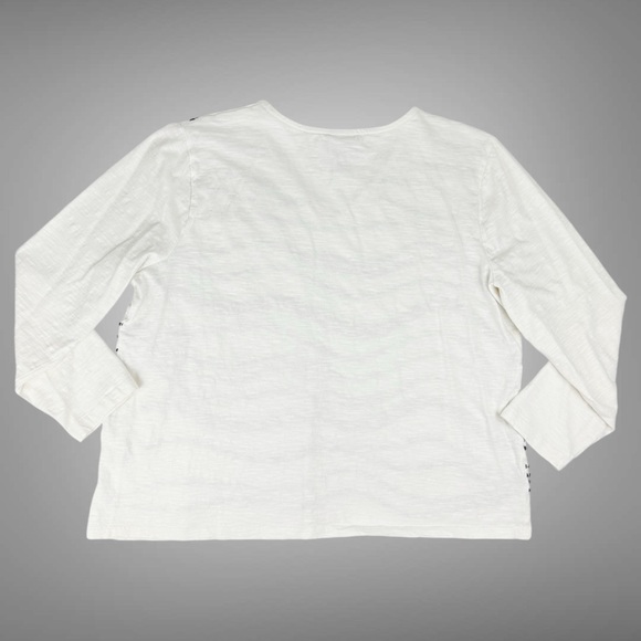 Weekends By Chico's 3 Women's XL Embroidered Tee Off-White Cotton‎ Shirt V-Neck - Picture 9 of 15